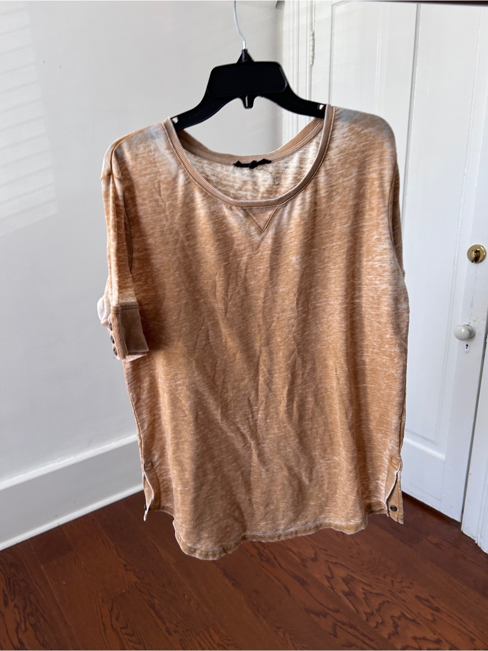 Jane + Delancey Burnout Knit Tunic Tee Mustard Tan Size L